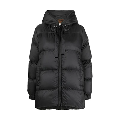 (Women) 'S Max Mara S MAX MARA Solid Color Hoodie Zip-Up Jacket Black 2394860336600-009