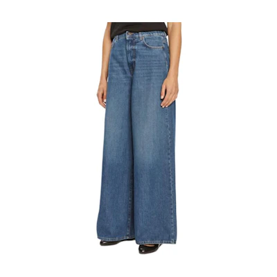 (Women) 'S Max Mara WEEKEND MaxMara Wide-Leg Denim Jeans with Belt Loops Blue 2425186061600-005