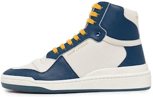 (Women) Saint Laurent Saint Laurent SL-24 Mid 'Off White Navy Yellow' 610619-AAAI5-9083 (Women) Saint Laurent Saint Laurent SL-24 Mid 'Off White Navy Yellow' 610619-AAAI5-9083