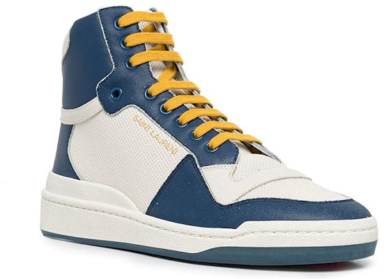 (Women) Saint Laurent Saint Laurent SL-24 Mid 'Off White Navy Yellow' 610619-AAAI5-9083 Order (Women) Saint Laurent Saint Laurent SL-24 Mid 'Off White Navy Yellow' 610619-AAAI5-9083