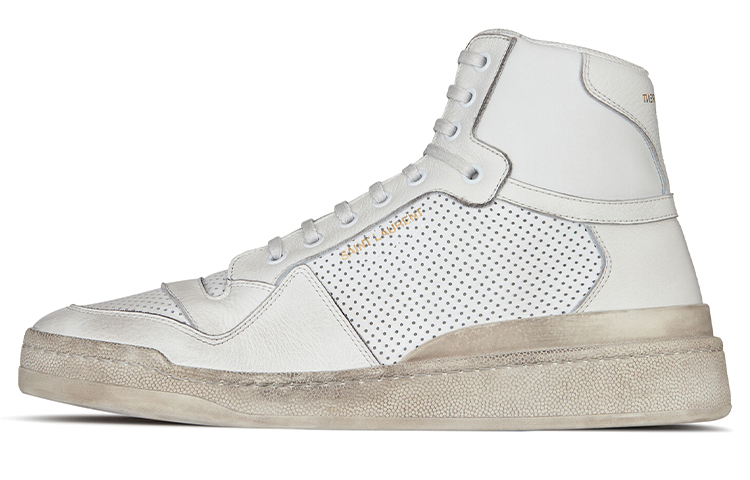 (Women)  Saint Laurent SL-24 Mid 'Distressed - Optic White'  610619-04LB0-9030