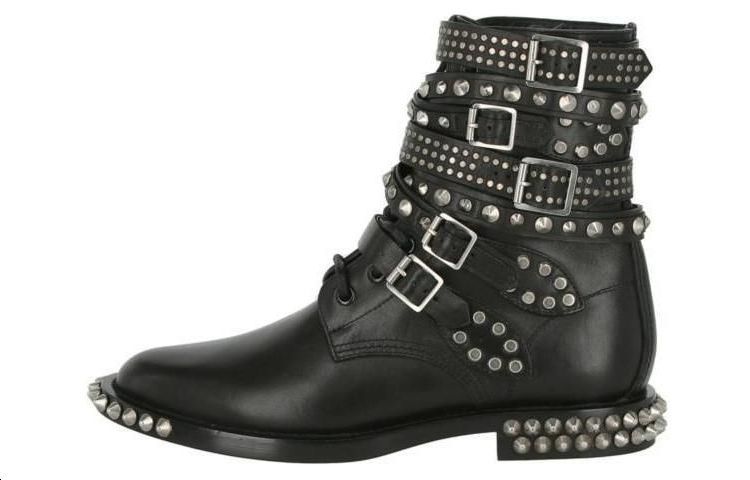 Buy (W) 圣罗兰铆钉军靴“黑色” 353876-BQV00-1000