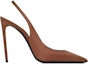 Order (W) Saint Laurent Zoe Slingback Pumps 'Brun Pecan' Wanita Kasut Tumit Tinggi 702753-9QN00-2210