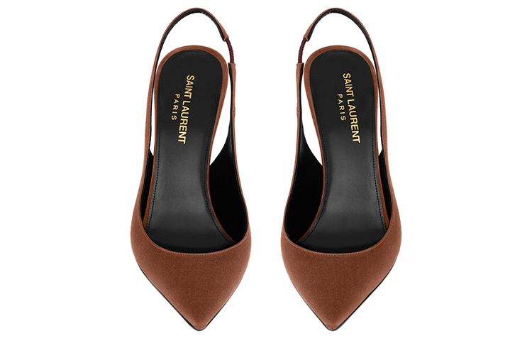 Shop (W) Saint Laurent Zoe Slingback Pumps 'Coklat Pekan' 702753-9QN00-2210