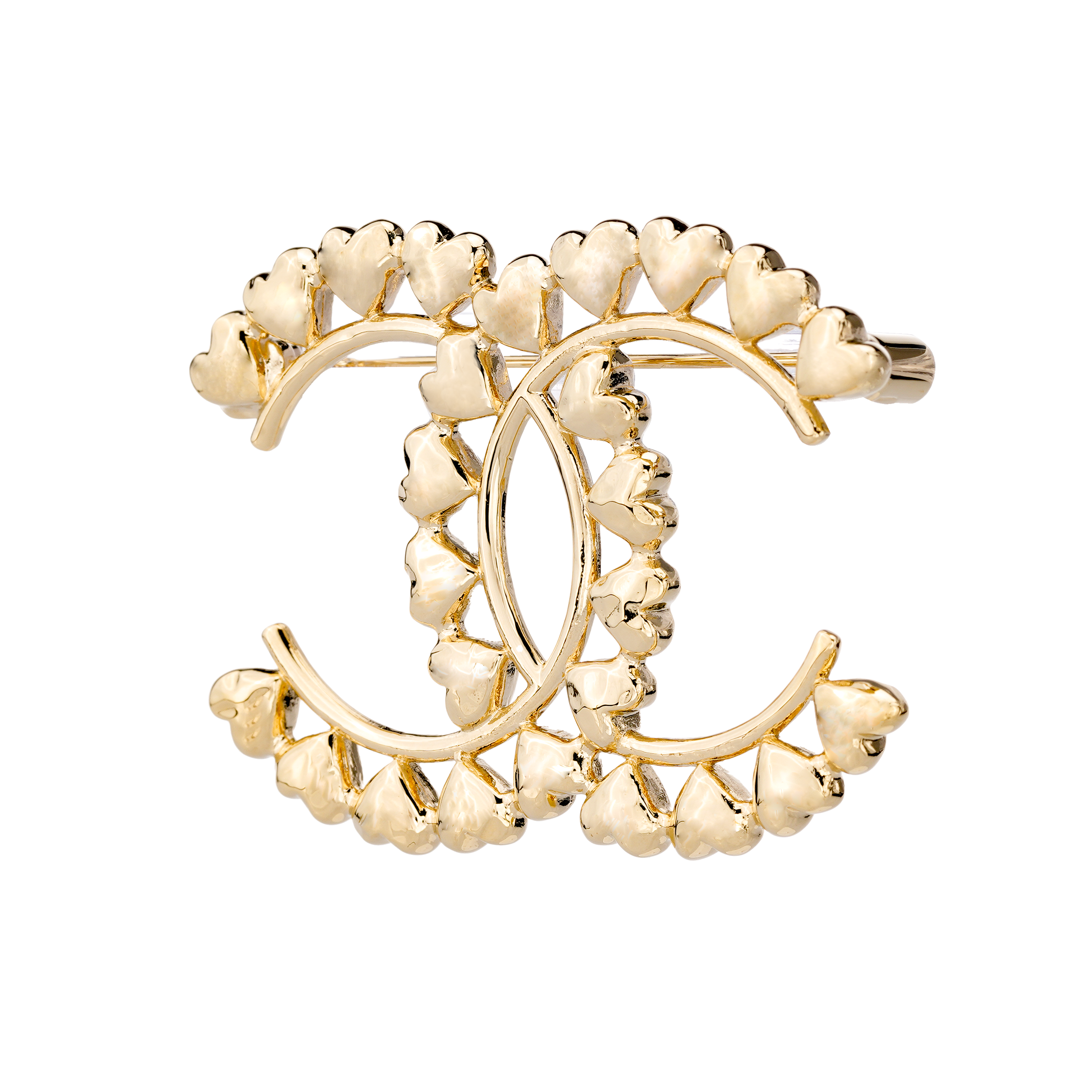 Shop (W) [春夏 2023] CHANEL 經典雙C愛心金屬胸針 女款 ABA277-B10485-NN008
