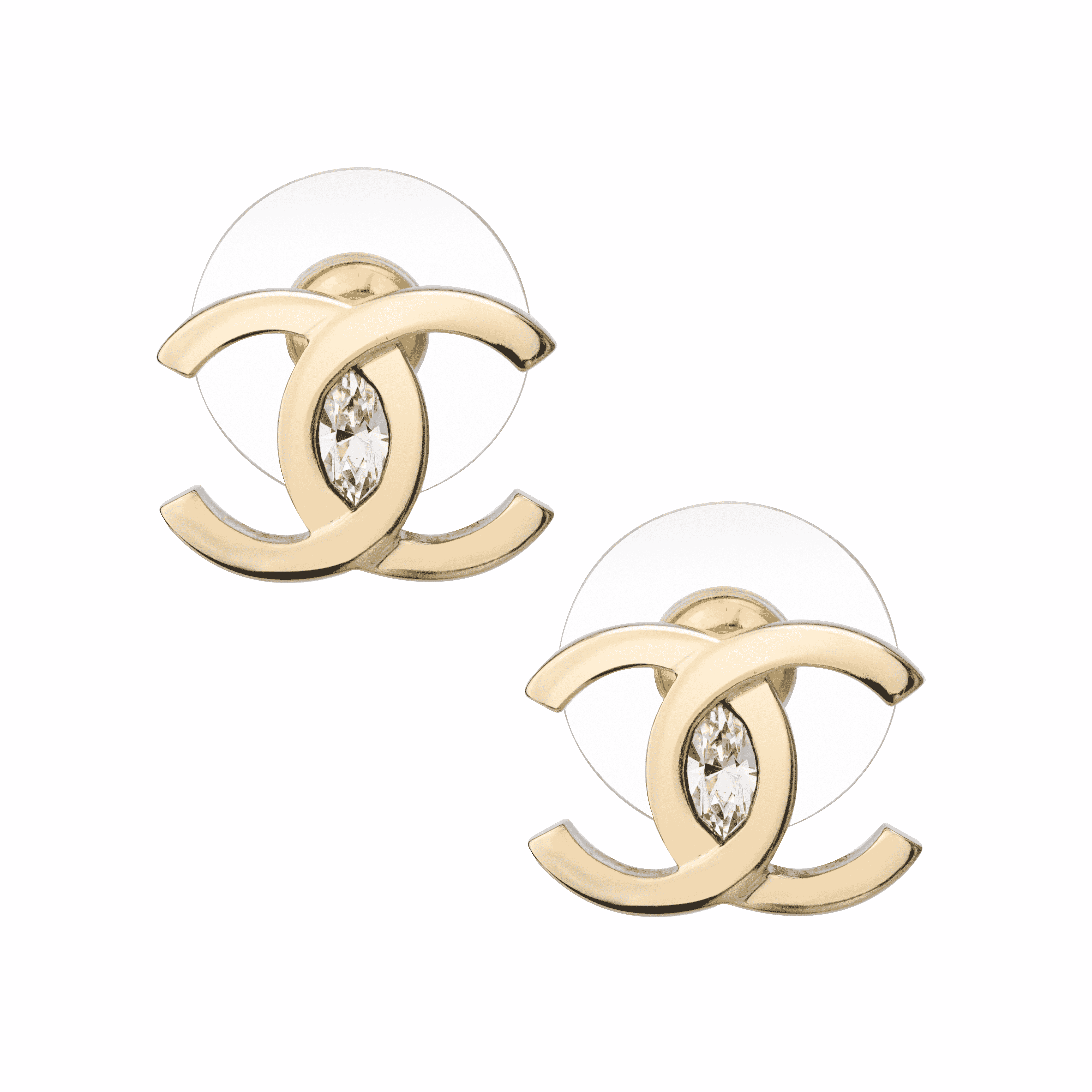 (Women) [Spring Summer 2023] CHANEL Double C Crystal Stud Earrings Small Gold ABA659-B10888-NN906