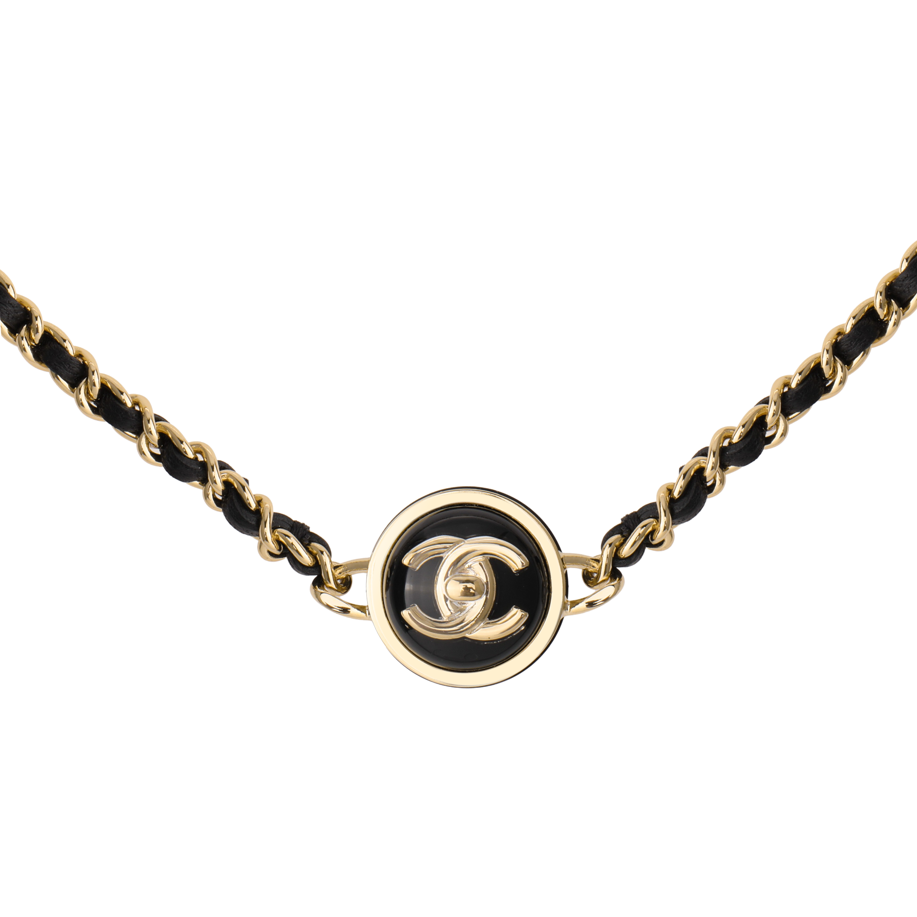 (Women) [Spring Summer 23] CHANEL Double C Logo Button Choker Necklace Gold/Black Women ABA006-B09999-NL990