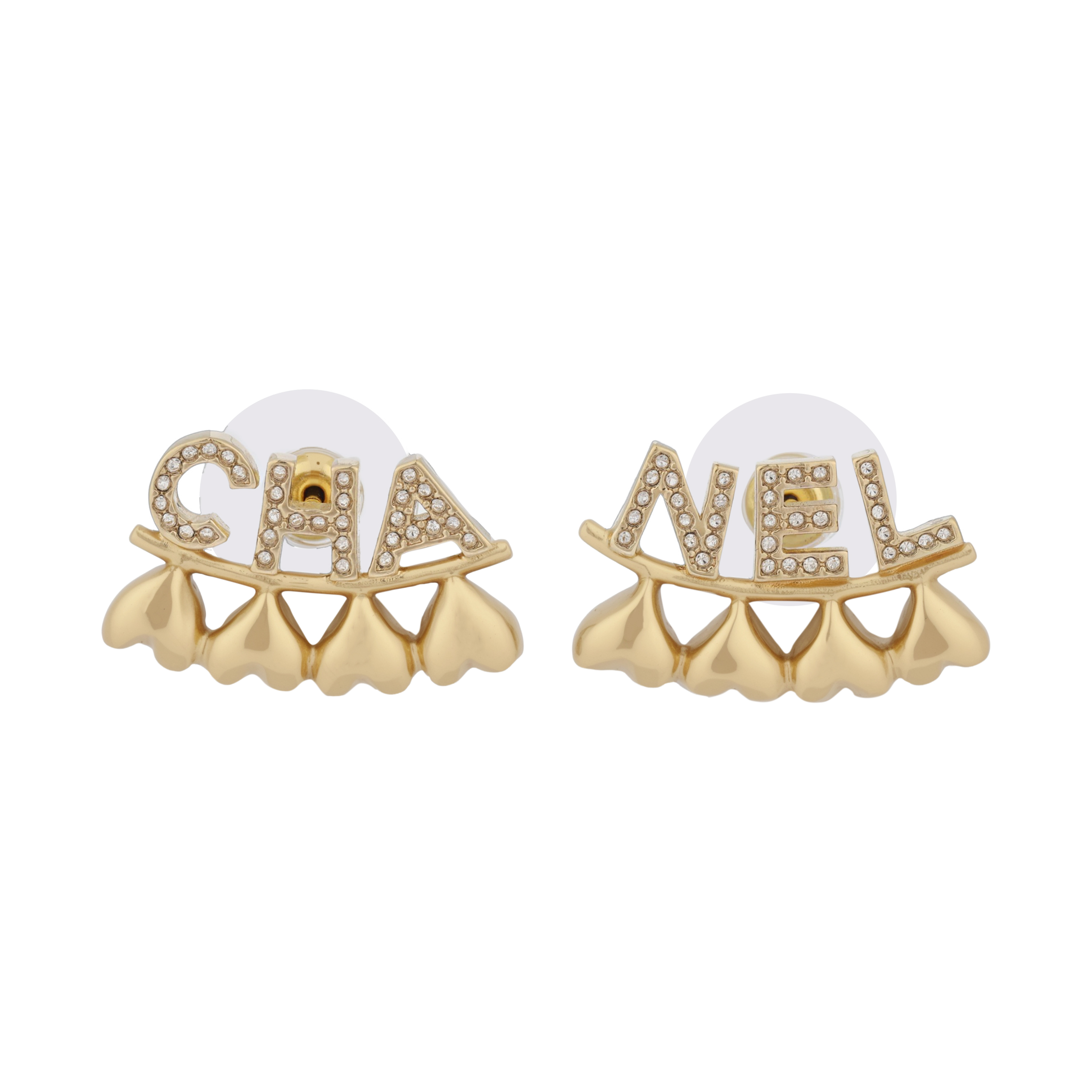 (Women) [Spring Summer '23] CHANEL Classic Logo Crystal Gold Metal Stud Earrings for Women ABA271-B10486-NN007