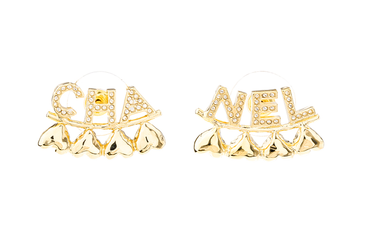 Order (Women) [Spring Summer '23] CHANEL Classic Logo Crystal Gold Metal Stud Earrings for Women ABA271-B10486-NN007