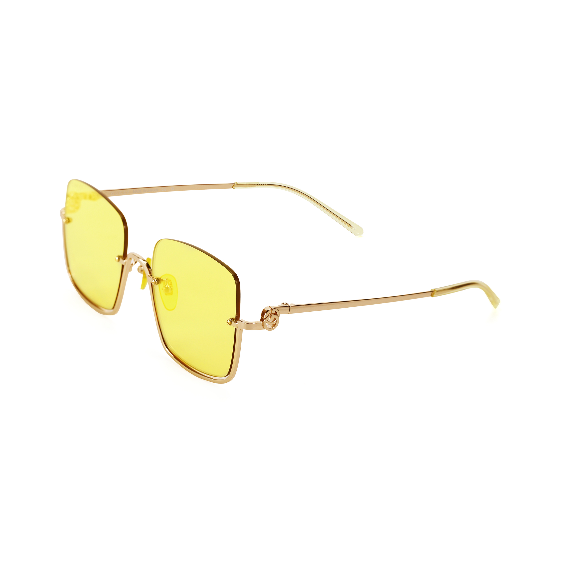 (Women) [SS23] GUCCI  Yellow Square Half-Rim Alloy Sunglasses. GG1279S-006