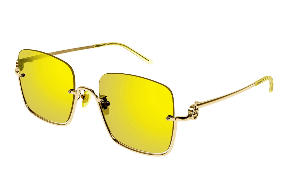 Order (W) [SS23] GUCCI 黄色方形半框合金太阳镜 GG1279S-006