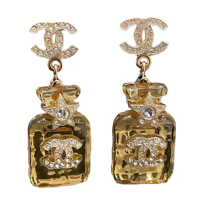 (Women) 【SS23】CHANEL 23S Transparent Perfume Bottle Classic CC Star Orange Earrings Women ABA840-B10935-NN980