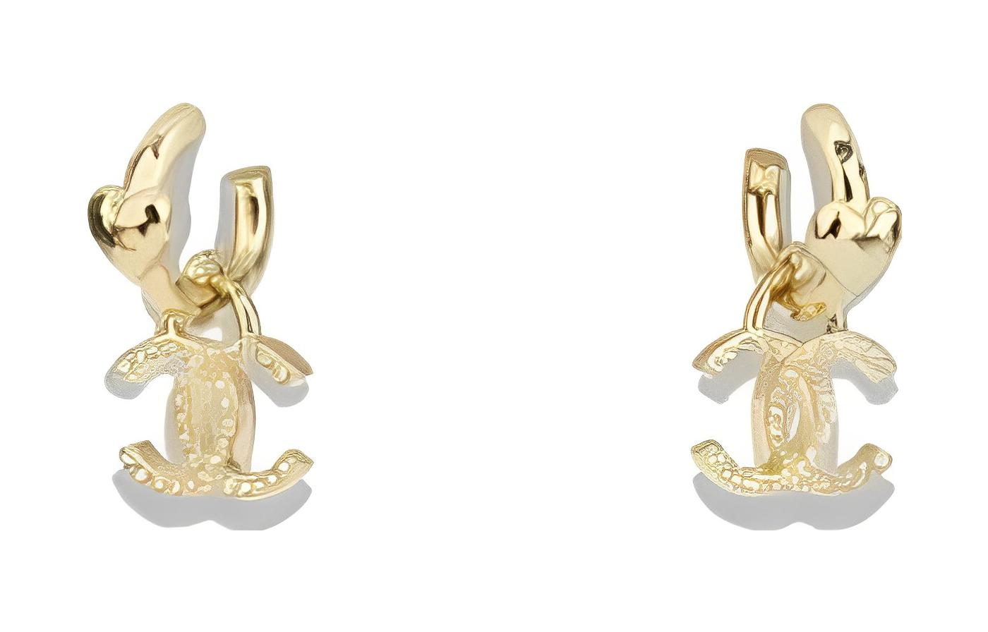 (Women) [SS23 New] CHANEL Logo Gold Metal Earrings for Women AB2468-B010203-NK613