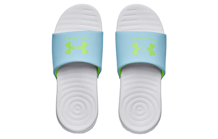 Shop (W) UAアンサ フィックスド スライド (オパールブルー/ホワイト) 3023772-302