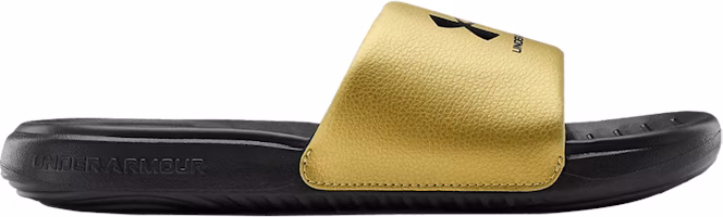 (Women) Under Armour Ansa Fixed Slides 'Black Metallic Gold' 3023772-006 (Women) Under Armour Ansa Fixed Slides 'Black Metallic Gold' 3023772-006