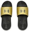 Shop (W) Under Armour Ansa Fixed Slides 'Hitam Emas Metalik' 3023772-006