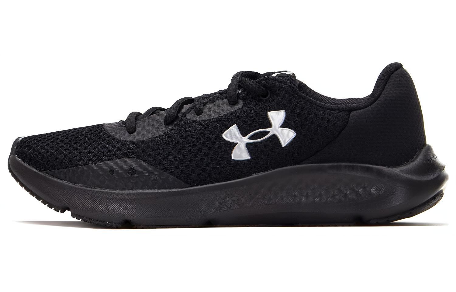 (Women)  Under Armour Charged Pursuit 3 'Black Metallic Silver'  3024889-003