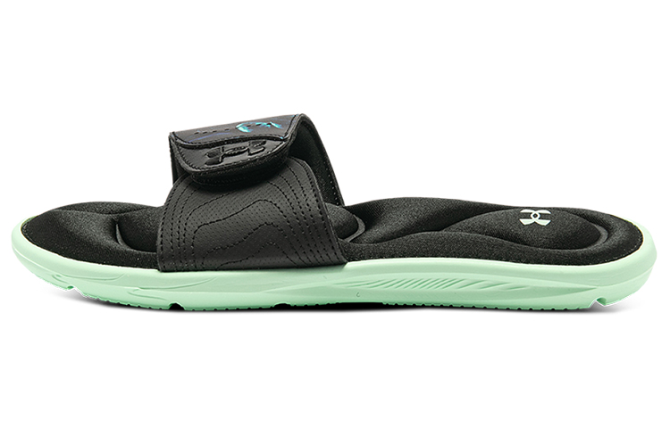 (Women)  Under Armour Ignite 4 Graphic Strap Slide 'Black Aqua Foam'  3024453-001