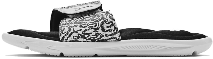 (Women) Under Armour Ignite 4 Graphic Strap Slide 'Zebra' 3024453-100 (Women) Under Armour Ignite 4 Graphic Strap Slide 'Zebra' 3024453-100