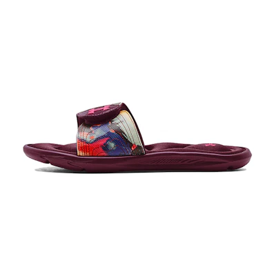 (W) UA Ignite 4 Graphic Strap Slide 'Black Dark Cherry'