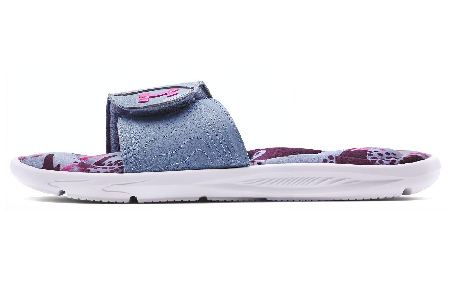 (W)  UA Ignite 6 Graphic Footbed Slide 'White Washed Blue'