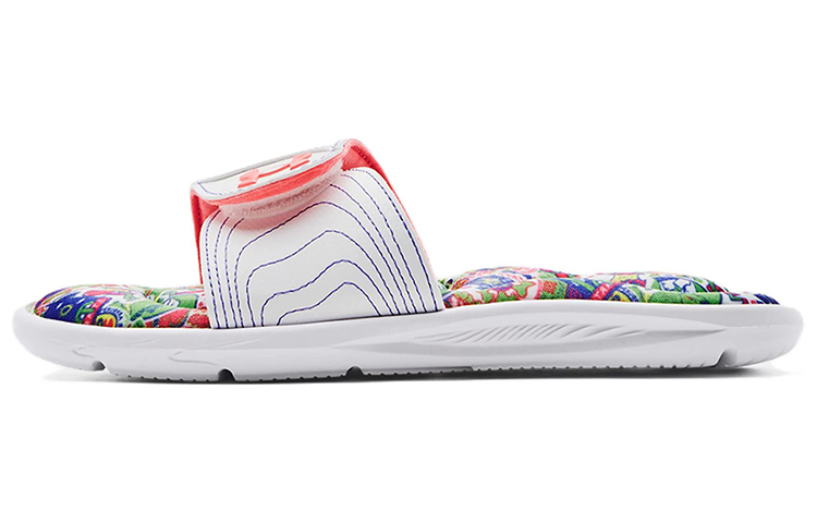 Buy （女款）Under Armour Ignite 6 圖案足床拖鞋 '白色疾風紅' 3023767-108