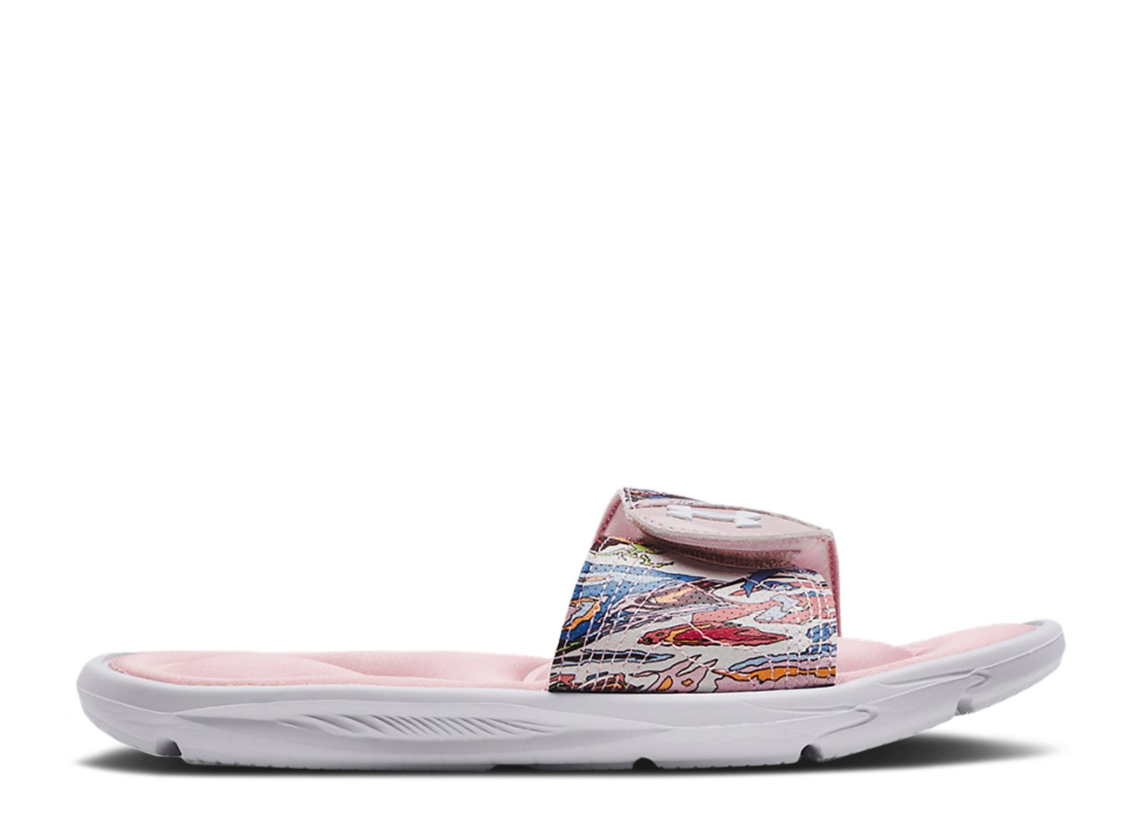 (Women) Under Armour Ignite 6 Graphic Strap Slide 'White Prime Pink' 3024453-103