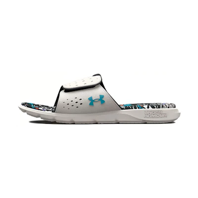 (W) UA Ignite 7 Graphic Footbed Slide 'Grey Mist Floral'