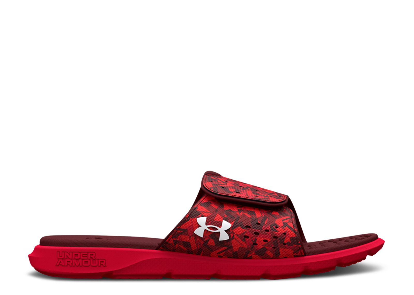 (Women) Under Armour Ignite 7 Graphic Strap Slide 'Red Camo' 3026028-602