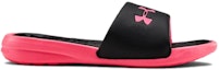Order (W) Under Armour Playmaker Fixed Strap Slide 'Hitam Merah Jambu' 3000063-001