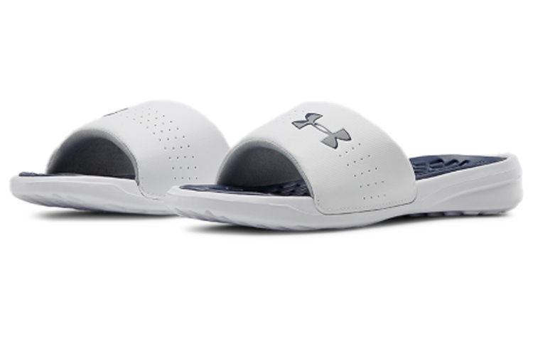 Lookbook (W) Under Armour Playmaker Fixed Strap Slipper ''Wit Blauw'' 3000063-103