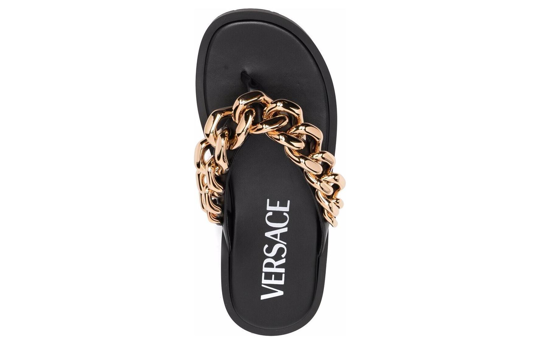 Purchase （女性）Versace 鏈條涼鞋「黑色」1003336-DVT2P-1B00V