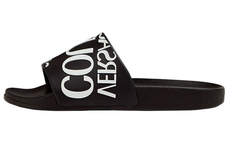 Buy (W) 베르사체 로고 슬라이드 '블랙 화이트' 72VA3SQ1-71352-899