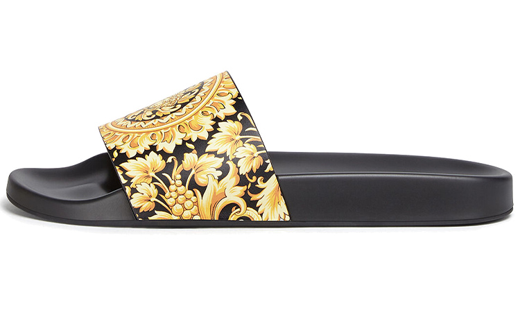 Buy （女士）Versace Medusa 鉚釘皮革拖鞋「Barocco 印花」DSU6210-D61VG-5B000