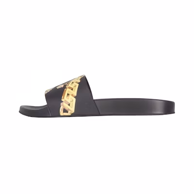 (W) Versace Slide 'La Greca Chain Print - Black'
