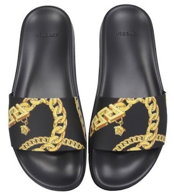 (W) 范思哲拖鞋 'La Greca链条印花 - 黑色' 1004191-1A02745-5B000 Lookbook (W) 范思哲拖鞋 'La Greca链条印花 - 黑色' 1004191-1A02745-5B000