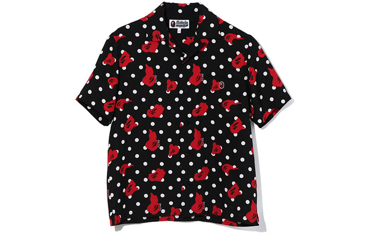 (Women) A BATHING APE Bape Polka Dot Button-Up Shirt  Style. 1H30-231-501
