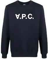 (Women) A.P.C. Blue Logo Crewneck Pullover Sweatshirt COECQF27644-IAK (Women) A.P.C. Blue Logo Crewneck Pullover Sweatshirt COECQF27644-IAK