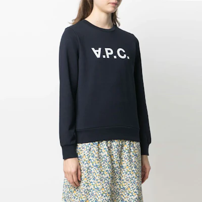 (W) A.P.C. Blue Logo Crewneck Pullover Sweatshirt COECQF27644-IAK Shop (W) A.P.C. Blue Logo Crewneck Pullover Sweatshirt COECQF27644-IAK
