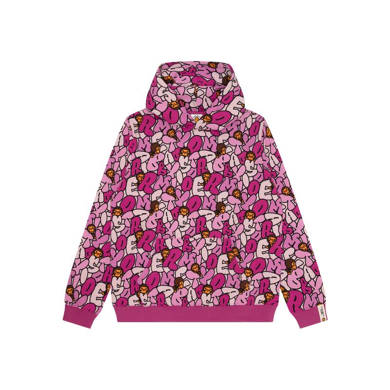 (Women) AAPE  Cartoon Monkey Printed Fleece Pullover Hoodie. 0MXSWW3038XXN