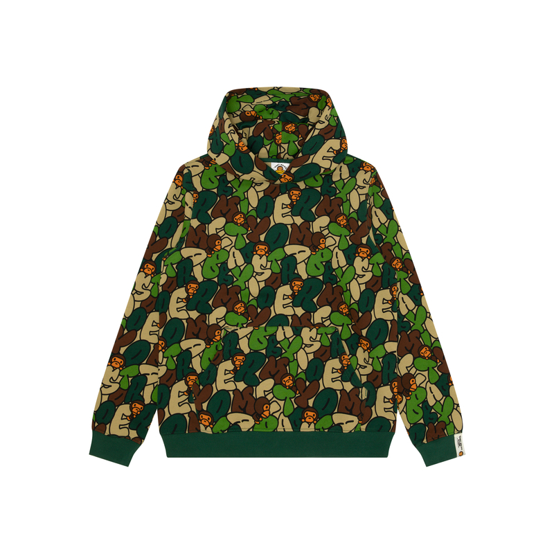 Order (W) AAPE 카툰 원숭이 프린트 플리스 풀오버 후디. 0MXSWW3038XXN