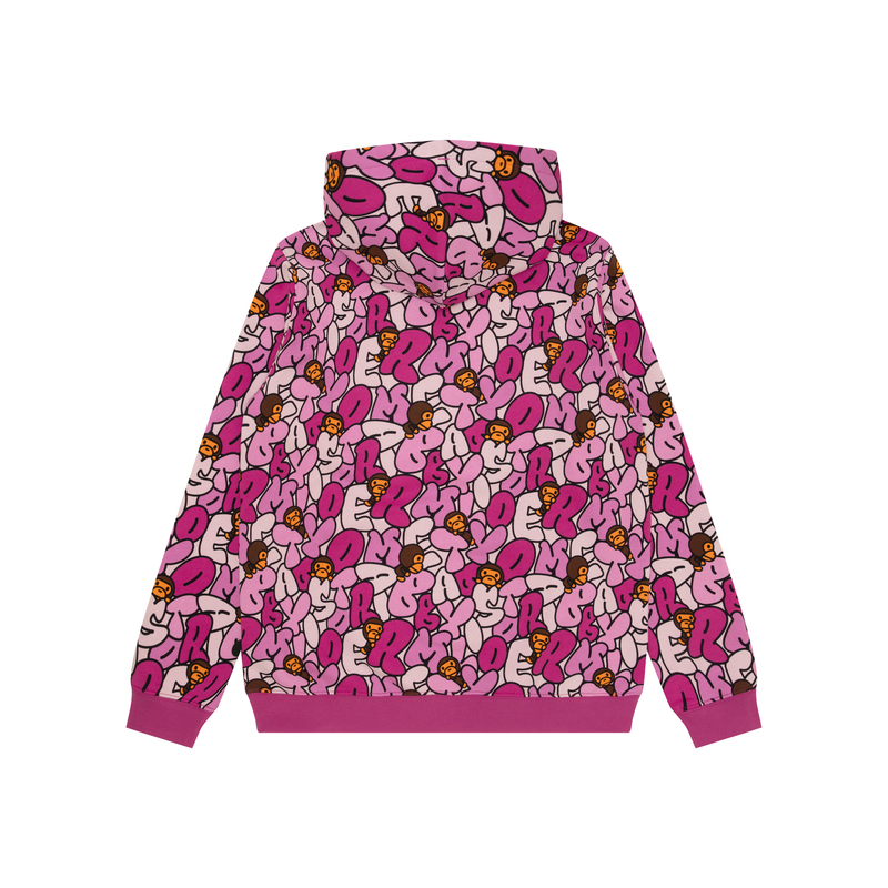 Shop (W) AAPE 카툰 원숭이 프린트 플리스 풀오버 후디. 0MXSWW3038XXN