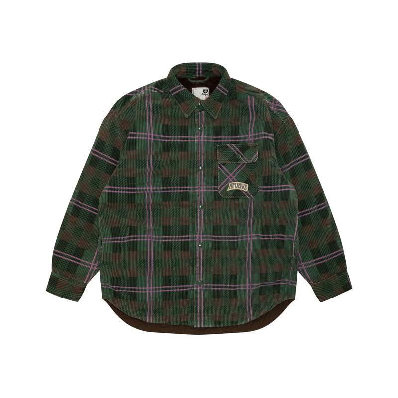 (Women) Aape  Green Plaid Jacket with Letter Embroidery. AAPJKW7699XXN