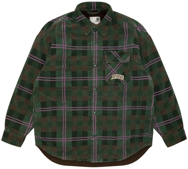 women-aape-green-plaid-jacket-with-letter-embroidery-aapjkw-7699-xxn