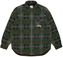 (Women) Aape Green Plaid Jacket with Letter Embroidery. AAPJKW7699XXN (Women) Aape Green Plaid Jacket with Letter Embroidery. AAPJKW7699XXN