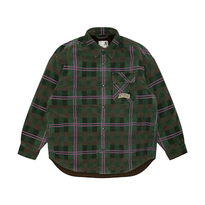 (Women) Aape Green Plaid Jacket with Letter Embroidery. AAPJKW7699XXN