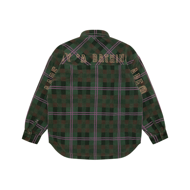 Lookbook (W) 에이프 그린 체크 자켓 레터 자수. AAPJKW7699XXN