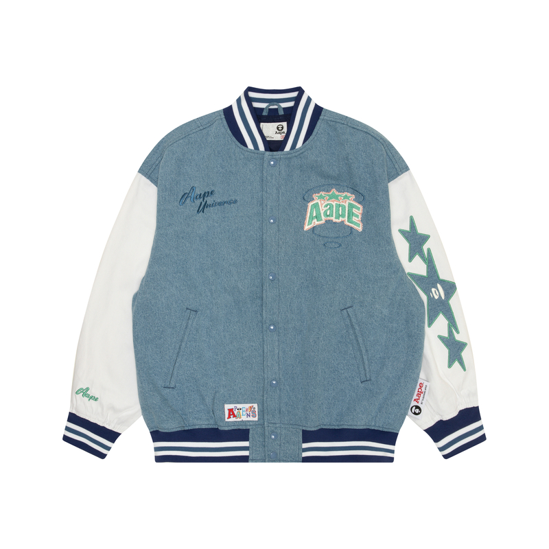 (Women) Aape  Loose Fit Embroidered Ape Star Jacket Misty Blue. AAPLJW7648XXM
