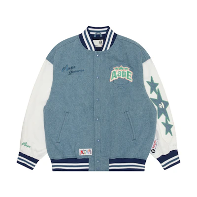 (Women) Aape Loose Fit Embroidered Ape Star Jacket Misty Blue. AAPLJW7648XXM