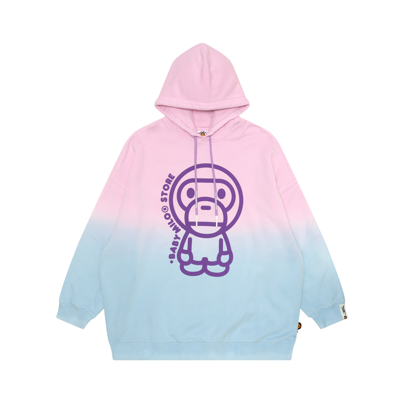 (Women) Aape  Pink Gradient Hoodie with Cartoon Graphic Design. 0MXSWW3031XXL